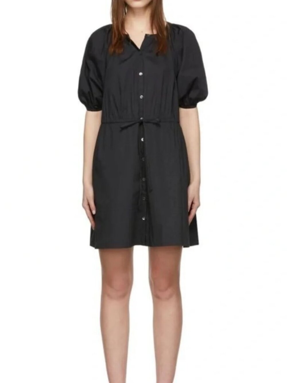 STAUD Vincenza Puff Sleeve Cotton Dress Black XS EUC